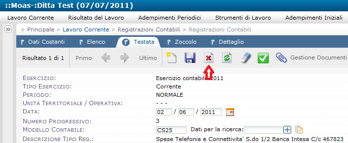 contabilità online, programma contabilità, software contabilità, cancellazione testata