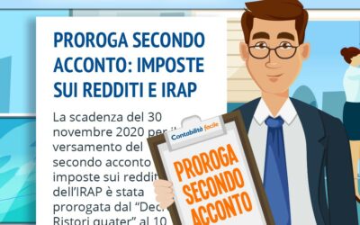 PROROGA SECONDO ACCONTO: IMPOSTE SUI REDDITI E IRAP