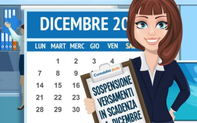 SOSPENSIONE VERSAMENTI IN SCADENZA A DICEMBRE