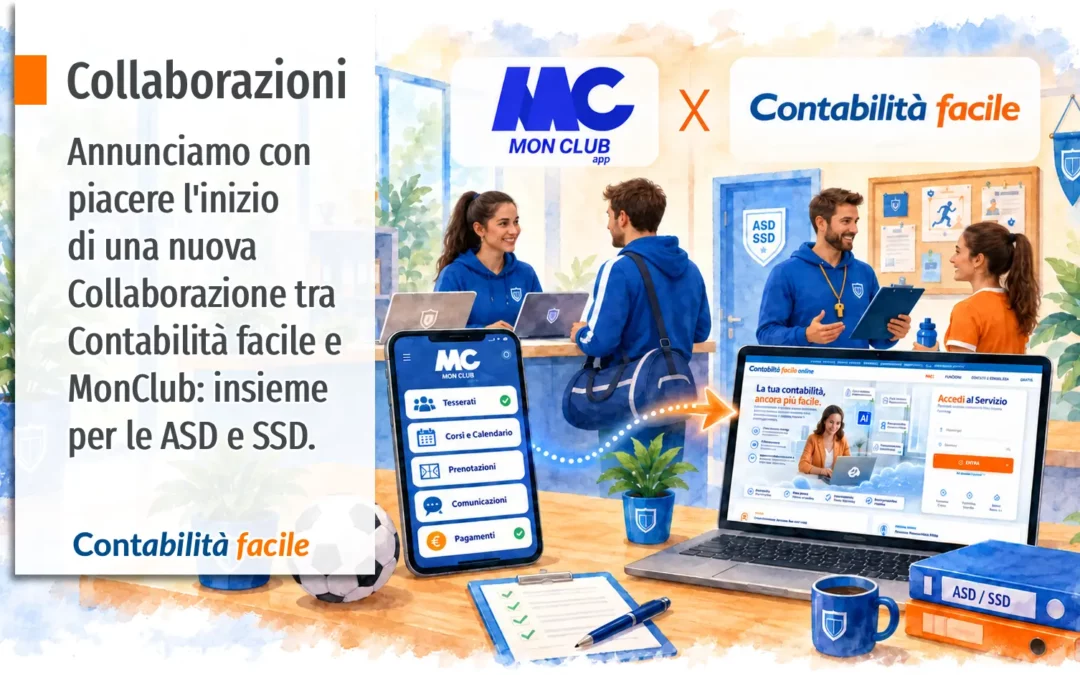 Collaborazione tra Contabilità facile e MonClub, insieme per ASD e SSD.